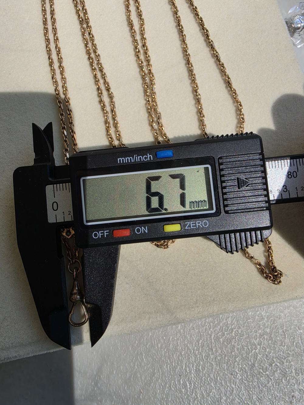 Antique Gold-Tone Watch Chain with Genuine Seed Pearls & Blue Paste Glass - Picture 7 of 12